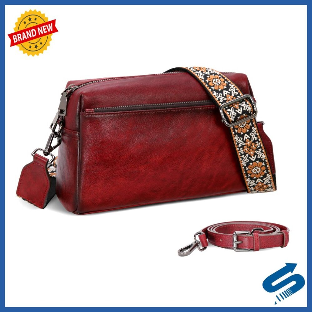 Genuine Leather Crossbody Bag with Multi Compartments Hobo Purse for Everyday